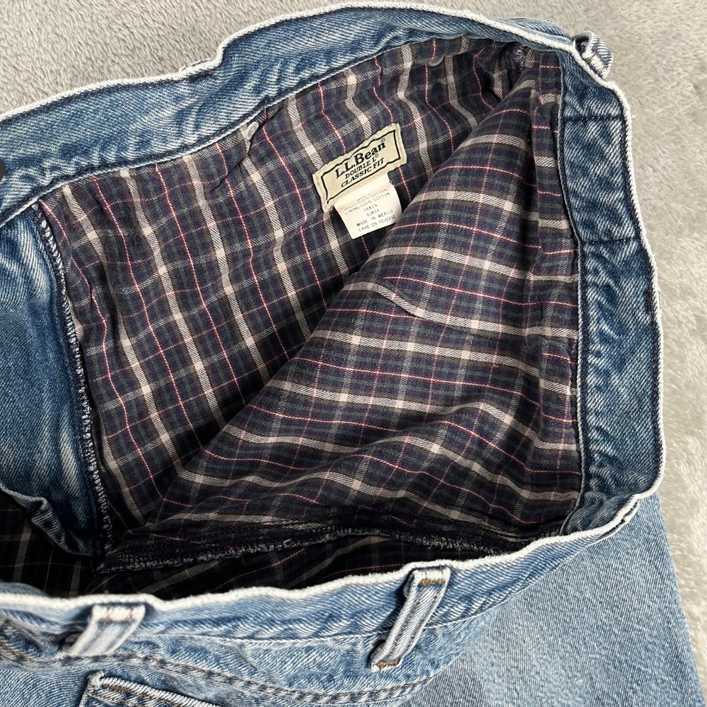 Vintage LL Bean Double L Classic Fit Flannel Lined Blue Jeans Men Sz 34x28 - Picture 6 of 12